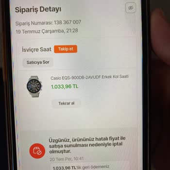 Hepsiburada İsviçre Saat Mağazası Ürünümüzü İptal Etti