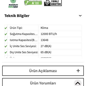 Media Markt'tan Aldığım Klimanın Sergilenenden Farklı Özellikte Olması
