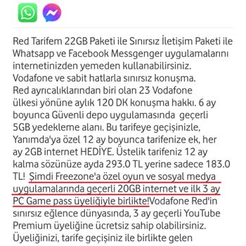 Vodafone Tarife Detaylarında Belirttiği Paketi Tanımlamadı