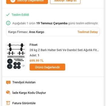 Fitset Siparişim Adres Teslim Edilmedi