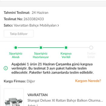 Trendyol Vavrattan Marka Ürünüm Gönderilmiyor!