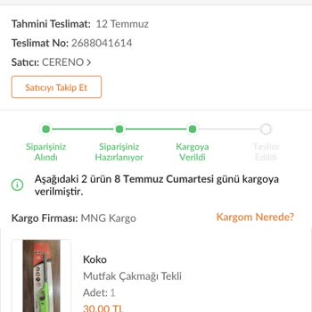 Trendyol Ve MNG Kargo (Kurtdereli Şubesi) Ürünlerimi Kaybetti.