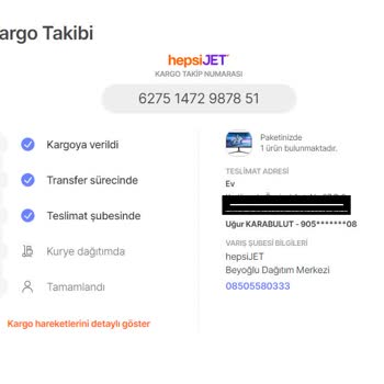 Hepsiburada ve HepsiJET Firmasından Şikayetçiyim