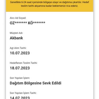 AGT Kurye (aynigunteslim.com) Kargonun 10 Gündür İletilememesi