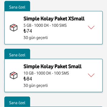 Vodafone Simple Devam Kolay Paketi- Sınırsız İletişim Pass Paketi Kaldırılmış