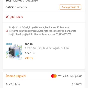 Trendyol Sipariş Gelmemesi Ve İptal Olması