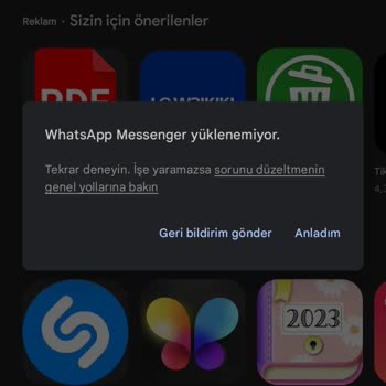 Samsung Telefon WhatsApp Yüklenemiyor Hata Veriyor