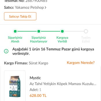 Sürat Kargo Ürünüm 20 Gündür Gelmiyor