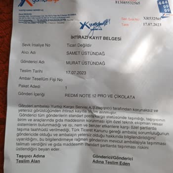 Yurtiçi Kargo Kargom Şubede Bekletiliyor Adrese Teslim Edilmiyor