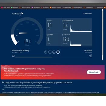 Millenicom Superonline Altyapısı İnternet Hızı (Fiber 0.9 - 1 Mbps )