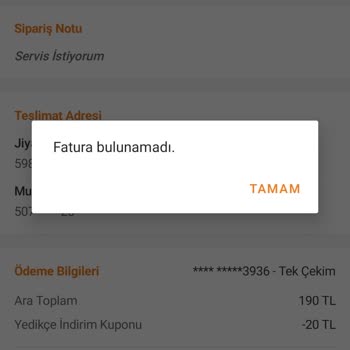 Trendyol Yemek'ten Sipariş Verdim Fakat Gelmedi