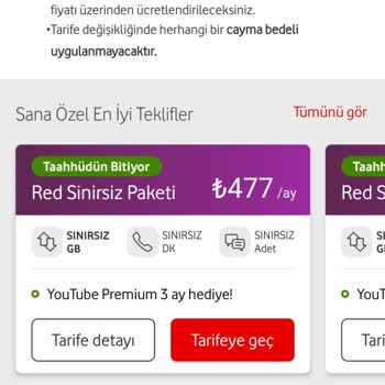 Vodafone Taahhüt Yenileme 130 TL'den 294 TL Yaptılar
