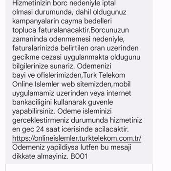 Türk Telekom Dan Gelen Alakasız Fatura Borcu Mesajı