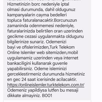 Türk Telekom Dan Gelen Alakasız Fatura Borcu Mesajı