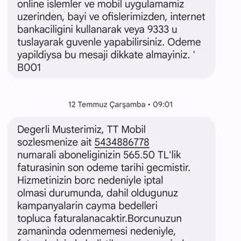 Türk Telekom Dan Gelen Alakasız Fatura Borcu Mesajı