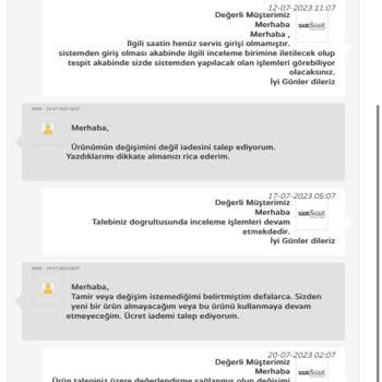 Saat & Saat Kusurlu Ürünümün İadesi Yapılmıyor
