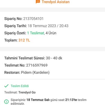 Trendyol Yemek Ücret İadesi Yapmaması