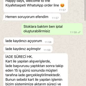 Kıyafet Sepeti Ürünüm Gönderilmiyor Para İadesi Yapılmıyor