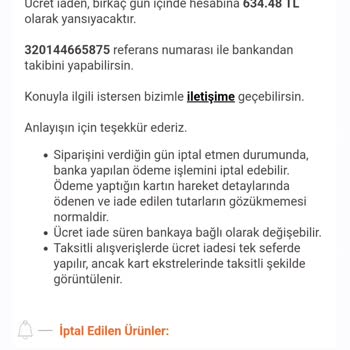Trendyol İptal Edilen Ürün
