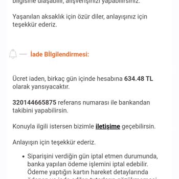 Trendyol İptal Edilen Ürün