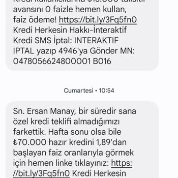 İnteraktif Kredi İnteraktif Den Gelen Mesajlar