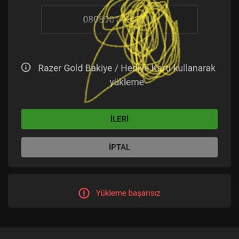 Hopi Razer Gold Başarısız Yükleme Hatası