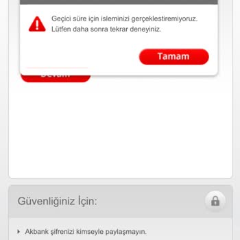 Akbank İnternet Bankacılığı Hata