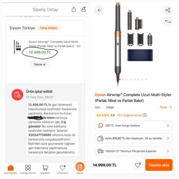 Dyson Siparişim Bilgim Dışında İptal Oldu