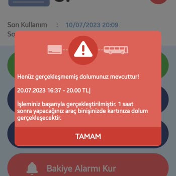 2 Ayrı Kent Kart Dolum Hatası