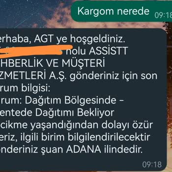 AGT Kurye (aynigunteslim.com) AGT Kargomu 1 Aydır Teslim Etmedi