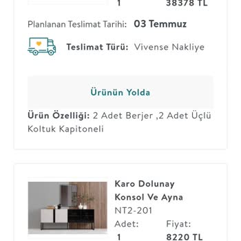 Vivense'den Düğün Paketi İçin Beklediğim Ürünler Gelmedi