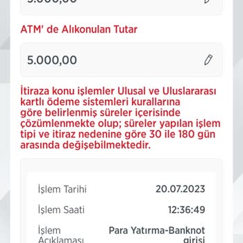 Ziraat Bankası ATM'de Sıkışan Paranın 30-180 Gün Mahsur Kalması