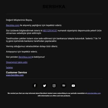 Bershka'nın Stoğu Olmayan Ürünler Satılması, Paramı İçeride Bekletmesi