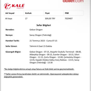 Kale Seyahat Kale Firması Ulaşım