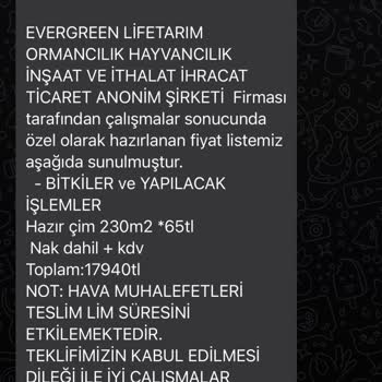 Gold Botanik ve Hazır Çim Evergreen Life Tarım Ormancılık Hayvancılık İnşaat Ve İthalat