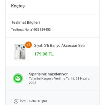 Koçtaş 1 Buçuk Aydır Kargoya Verilmeyen Ürün