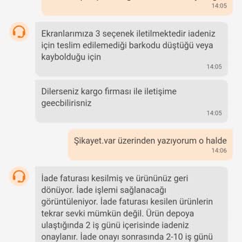 Trendyol Bilgi Verilmeden İadeye Düşürüldü