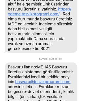 PTT Teşvik Programı İçin Gönderdiğim Kişisel Bilgilerim Alındı