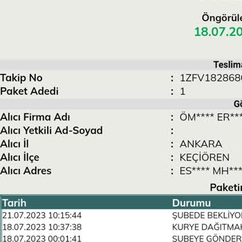 UPS Türkiye Kargo Firmasının Teslim Etmemeye Yemin Ettiği Sipariş.