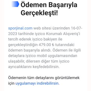 Sporjinal Siparişimi Oluşturmadı Ve Param Iyzico Üzerinden Çekildi!