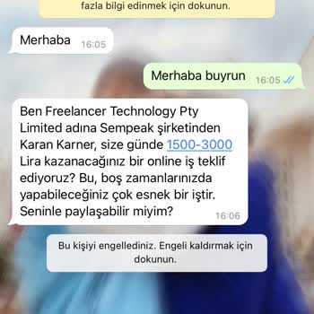 WhatsApp İşletme Hesabından Gelen Mesaj