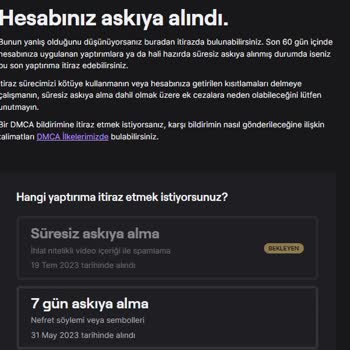Twitch.tv Süresiz Askıya Alma İşlemi