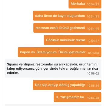 Migros Yemek Uygulaması-Eksik Teslimat Ve Konuya İlgisizlik