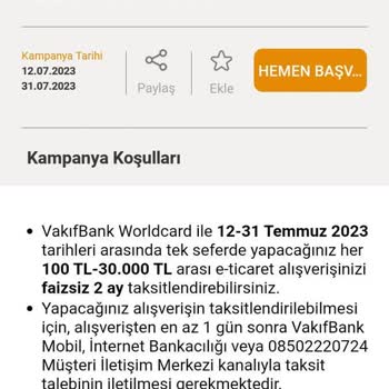 VakıfBank Kampanya Şartlarını Uygulamayıp Müşteriyi Mağdur Etme
