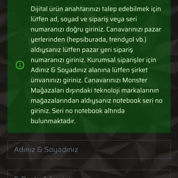 Monster Hediye Antivirüs Dijital Kodu Vermiyor.