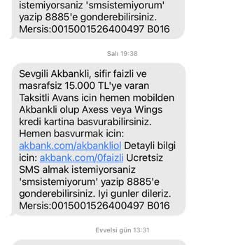 Akbank'tan Gelen Mesaj İle İlgili Sorun!