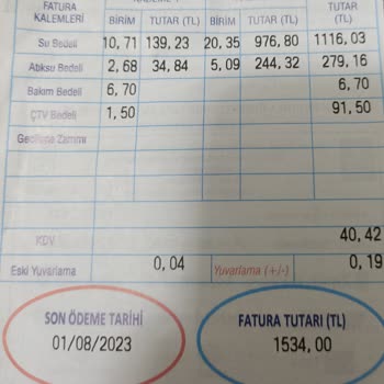 BUSKİ 1534 TL Su Faturası İki Haftalık