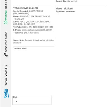 Fabrikasyon Kapısı Eğri Beko Buzdolabı