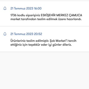 Şok Marketler Cepte Şok Teslim Edilmeyen Siparişin Teslim Edildi Gözükmesi