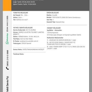 Arçelik Yetkili Servisin Garantili Cihazımdan Haksız Yere Ücret Alması